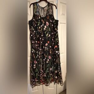 torrid Black A-Line Maxi Dress with Multicolor Floral Embroidery